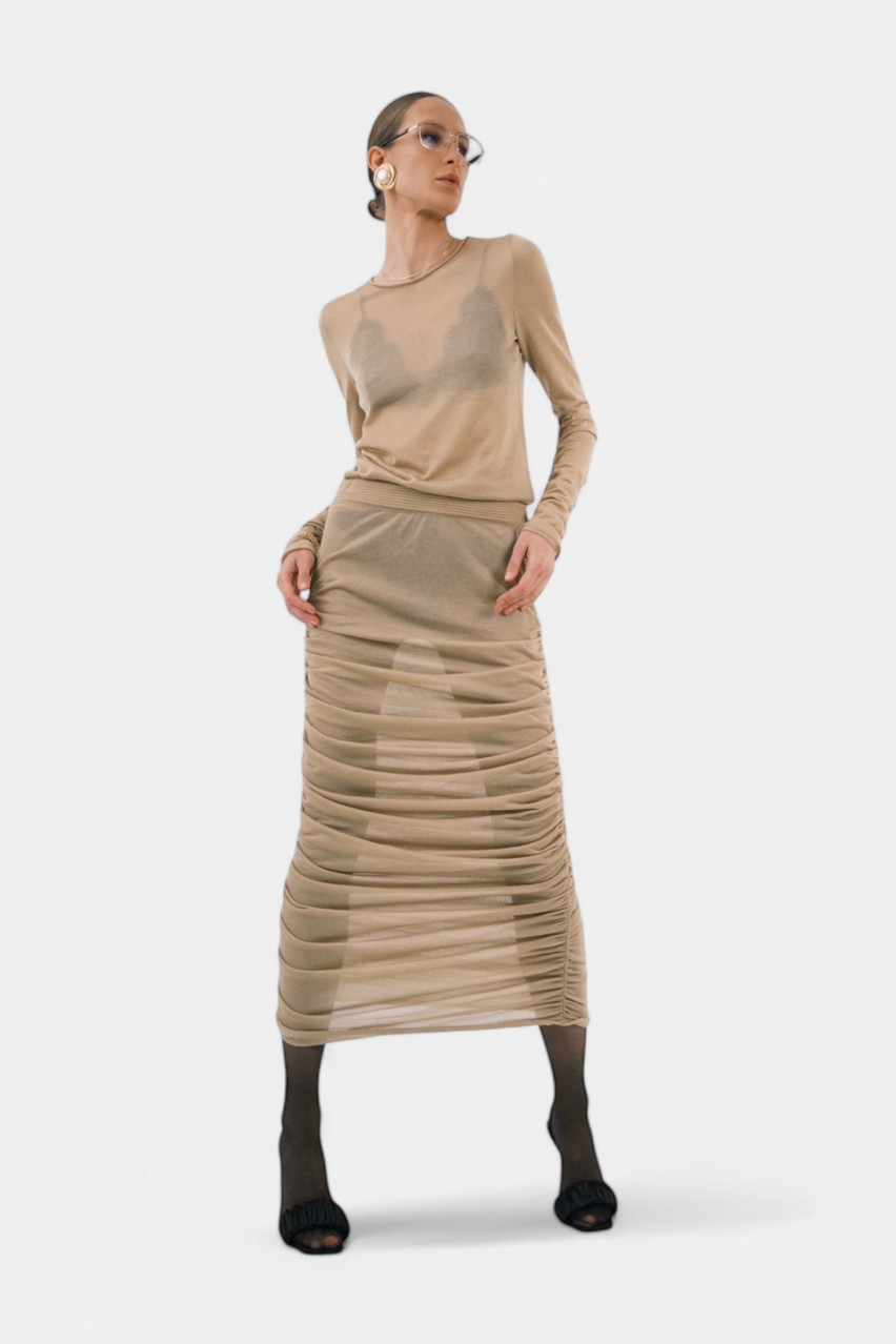 Бежевая вязаная юбка UAW242509 KATERINA KVIT
