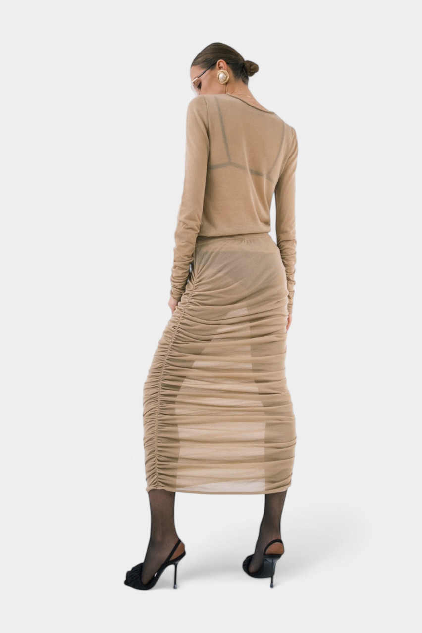 Бежевая вязаная юбка UAW242509 KATERINA KVIT