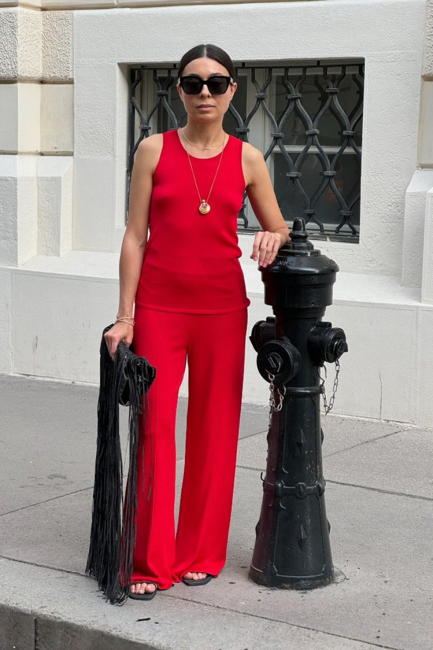 Красные брюки трикотажные BSS250012 KATERINA KVIT