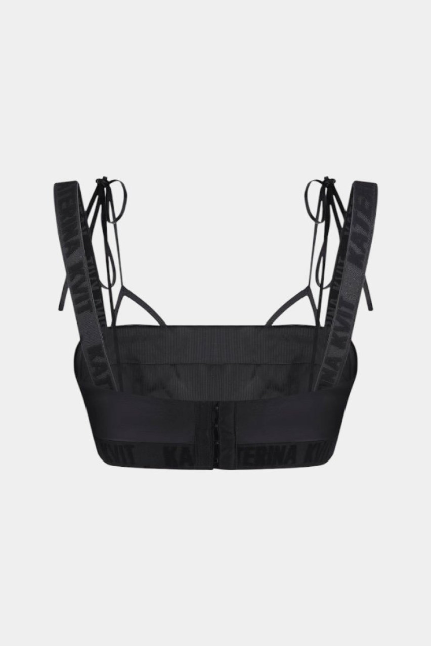 Черный кожаный топ TSS250001 KATERINA KVIT