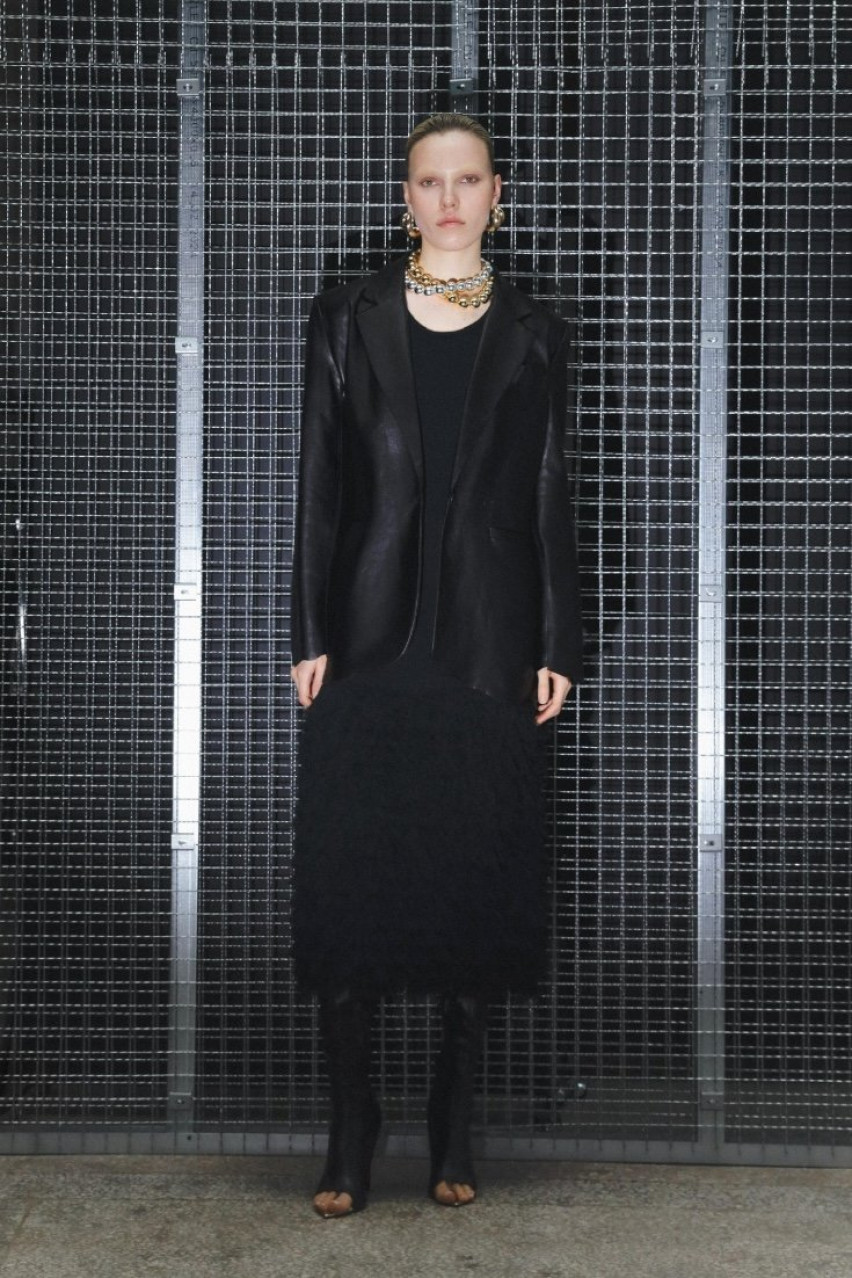 Черное трикотажное платье меди PSS250004 KATERINA KVIT