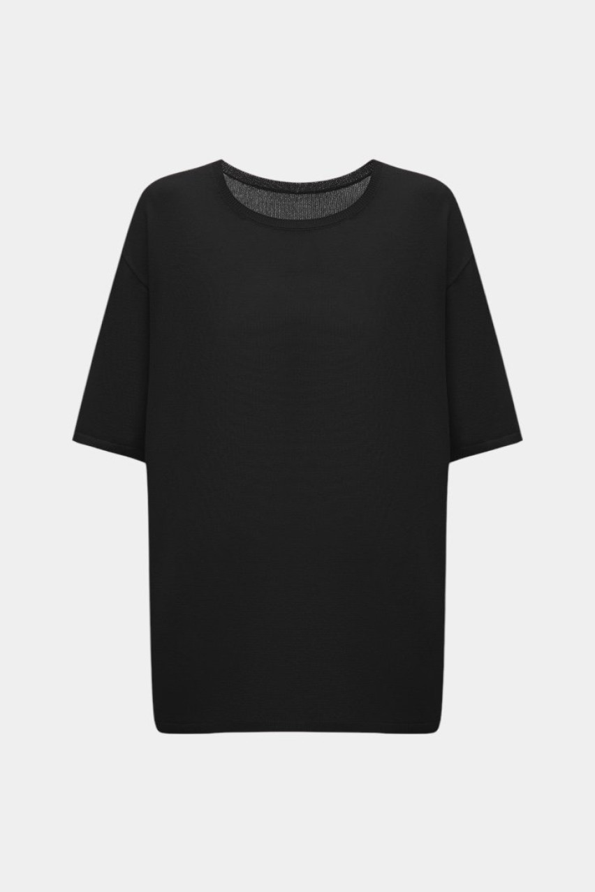 Чорна трикотажна футболка TSS250009 KATERINA KVIT