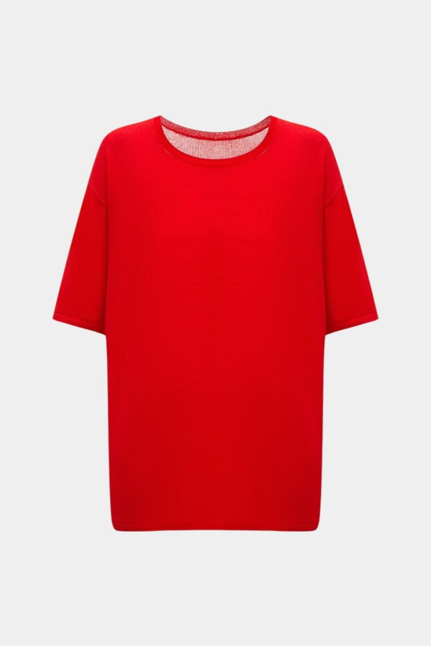 Червона трикотажна футболка TSS250009 KATERINA KVIT