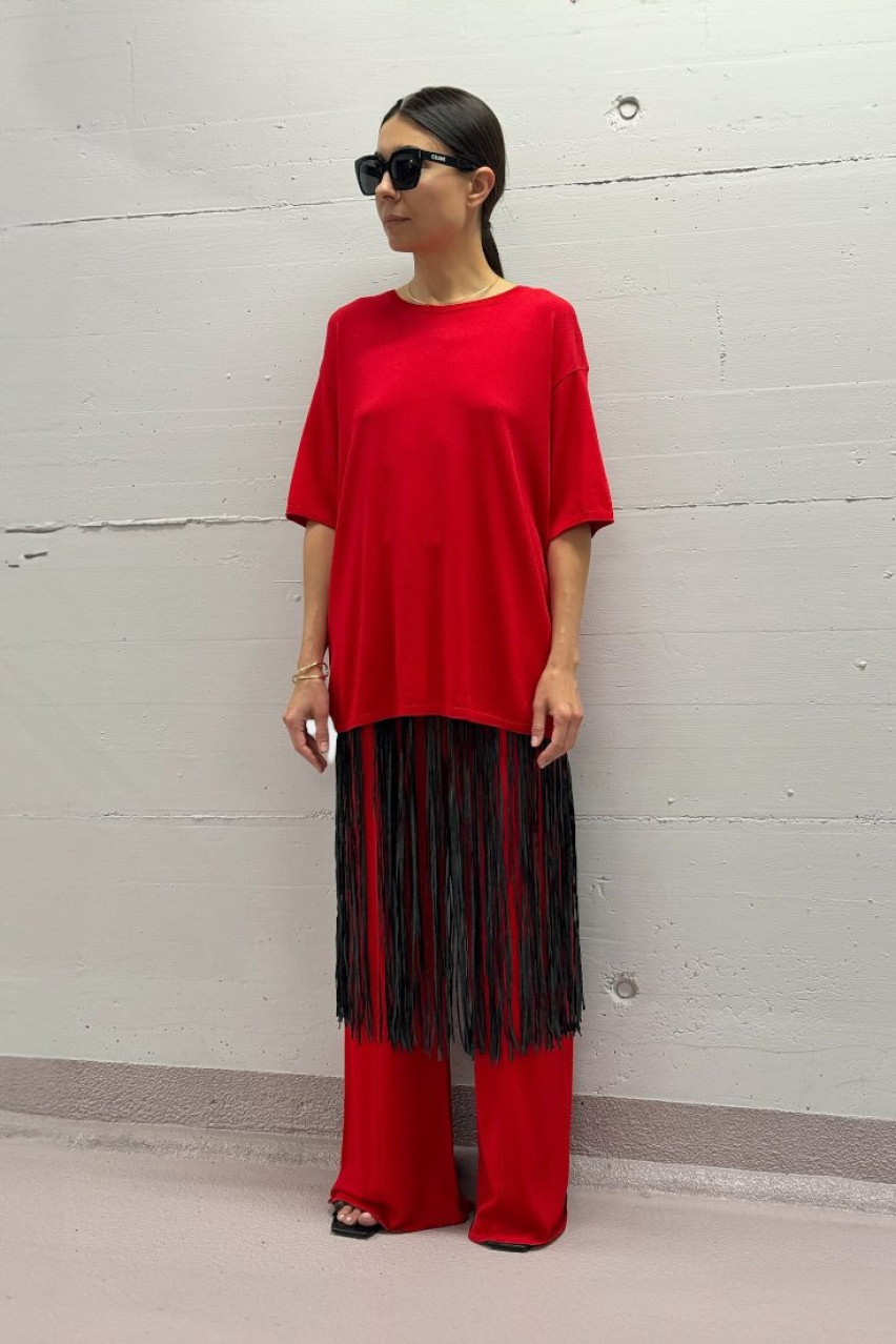 Червона трикотажна футболка TSS250009 KATERINA KVIT