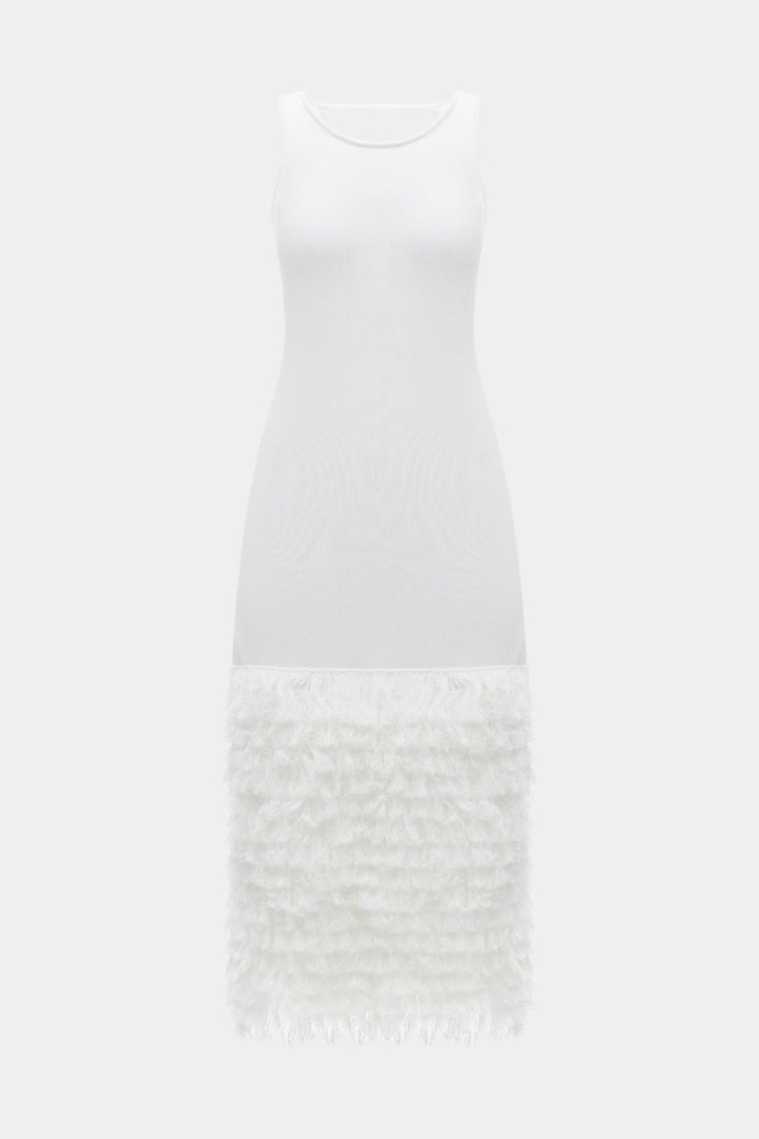 Белое трикотажное платье миди PSS250004 KATERINA KVIT