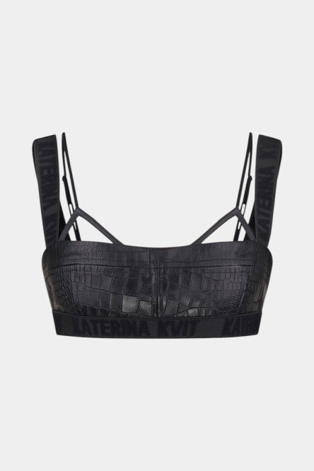 Чорний шкіряний топ