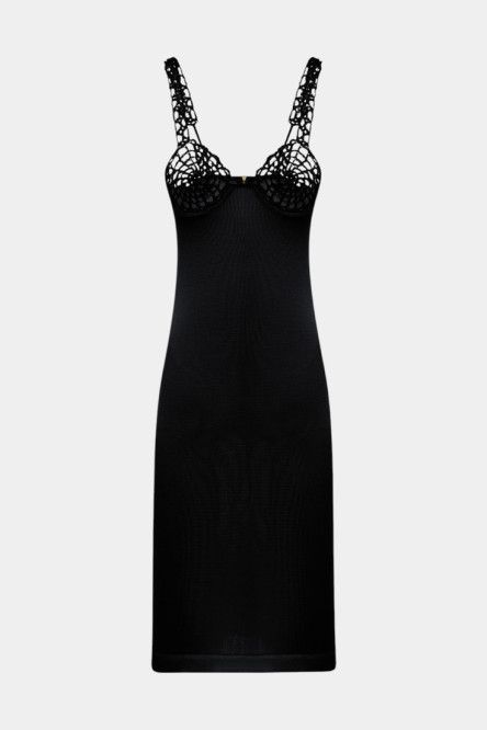 Чорна трикотажна сукня міді
