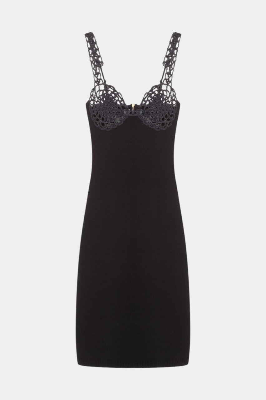 Чорна трикотажна сукня PSS250005 KATERINA KVIT