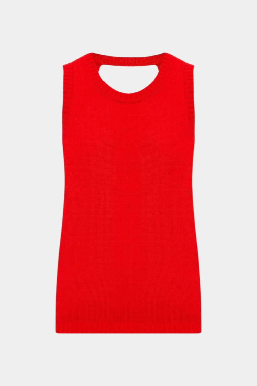 Червона бавовняна майка з відкритою спиною TSS250010 KATERINA KVIT