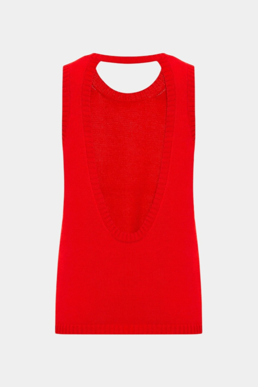 Червона бавовняна майка з відкритою спиною TSS250010 KATERINA KVIT