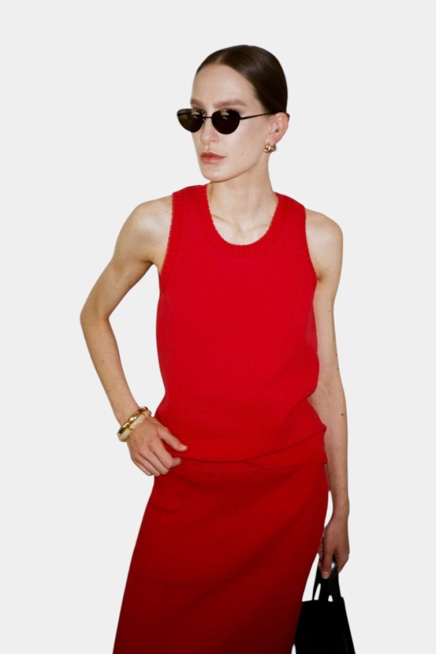 Червона бавовняна майка з відкритою спиною TSS250010 KATERINA KVIT