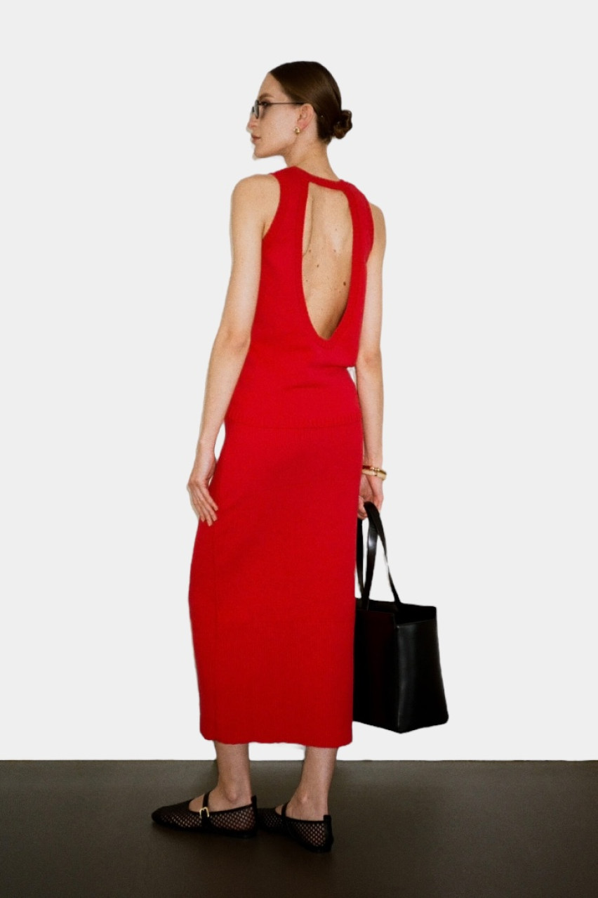 Червона бавовняна майка з відкритою спиною TSS250010 KATERINA KVIT