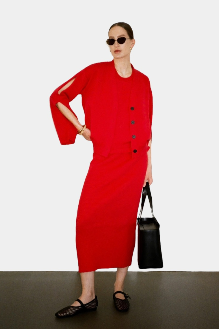 Червоний кардиган GSS250002 KATERINA KVIT