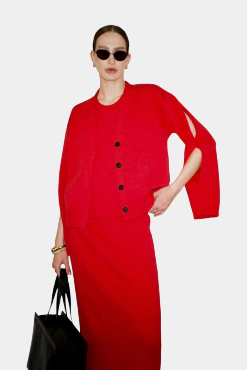 Червоний кардиган GSS250002 KATERINA KVIT