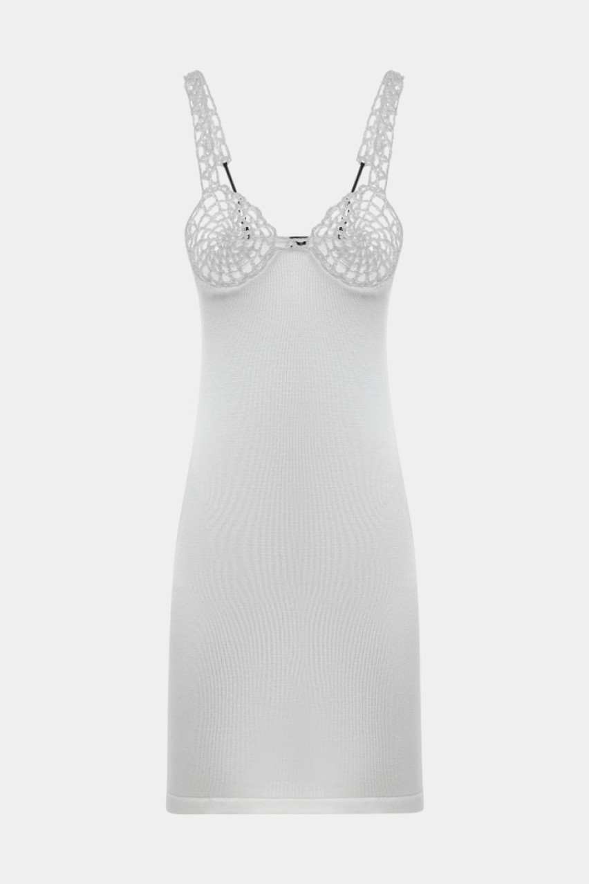 Біла трикотажна сукня PSS250005 KATERINA KVIT