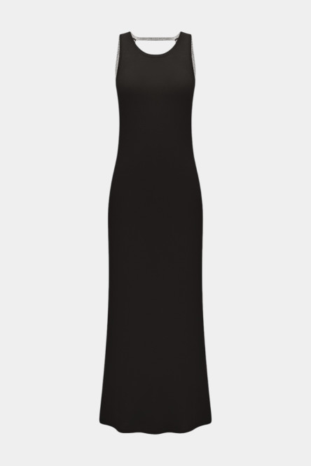 Чорна вʼязана сукня з відкритою спиною