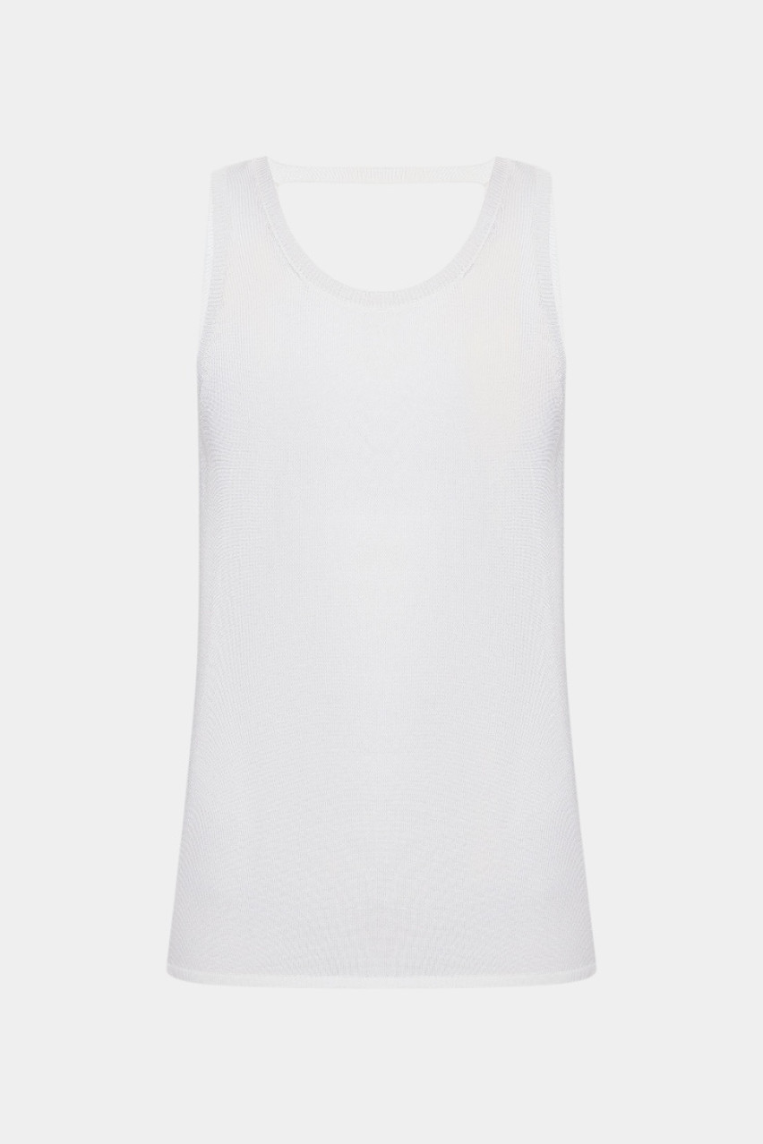 Біла вʼязана майка з відкритою спиною TSS250008 KATERINA KVIT