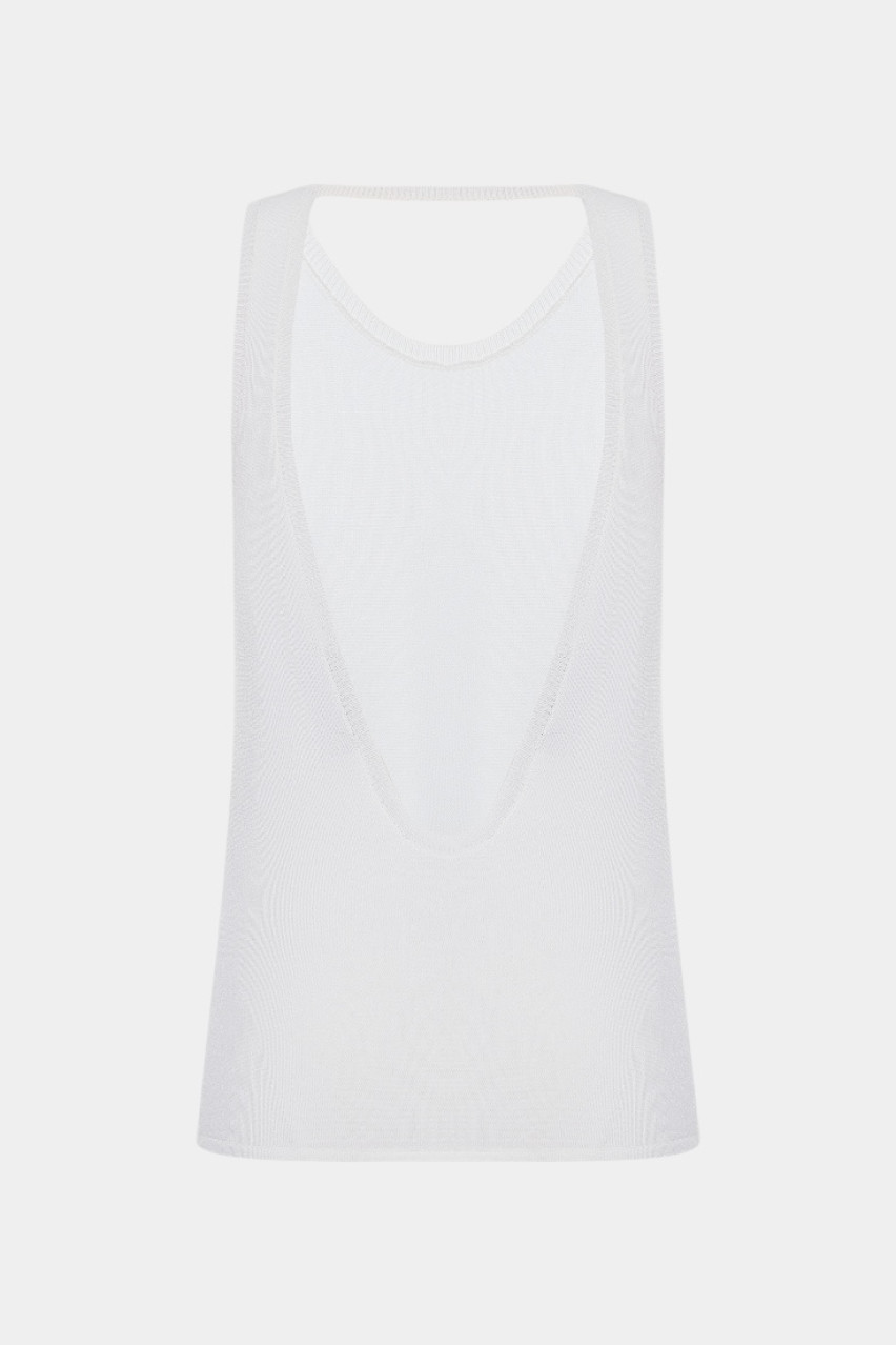 Біла вʼязана майка з відкритою спиною TSS250008 KATERINA KVIT