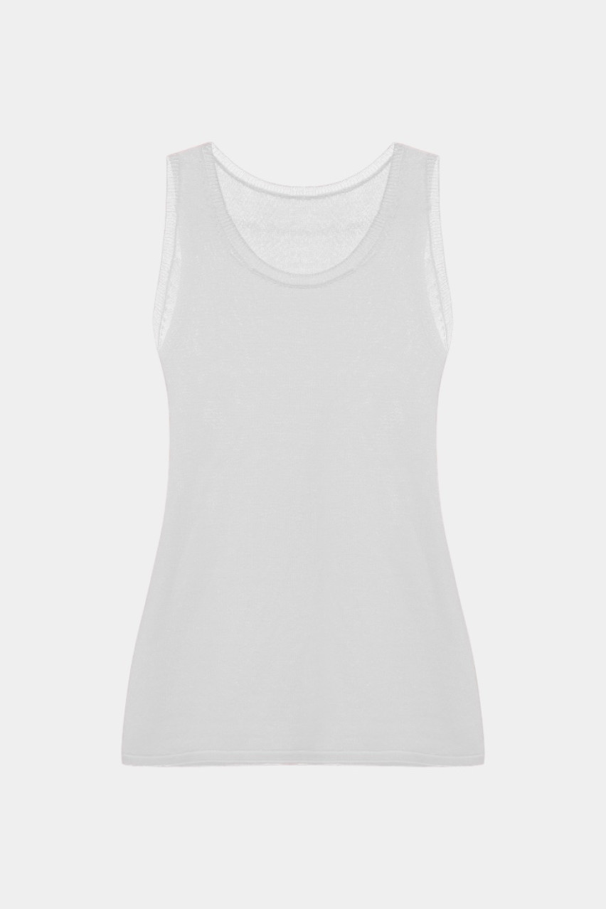 Біла вʼязана майка TSS250007 KATERINA KVIT