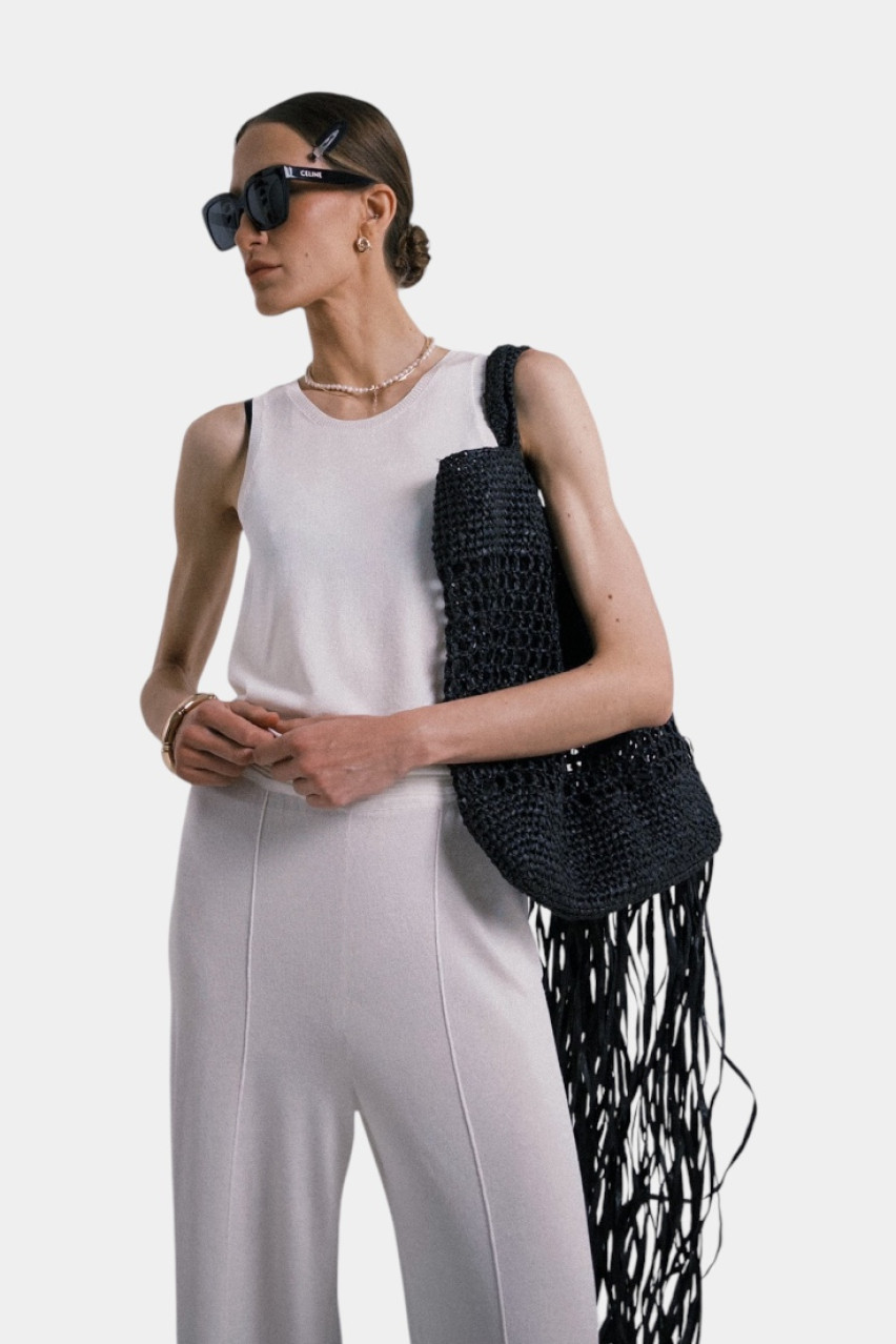 Біла вʼязана майка TSS250007 KATERINA KVIT