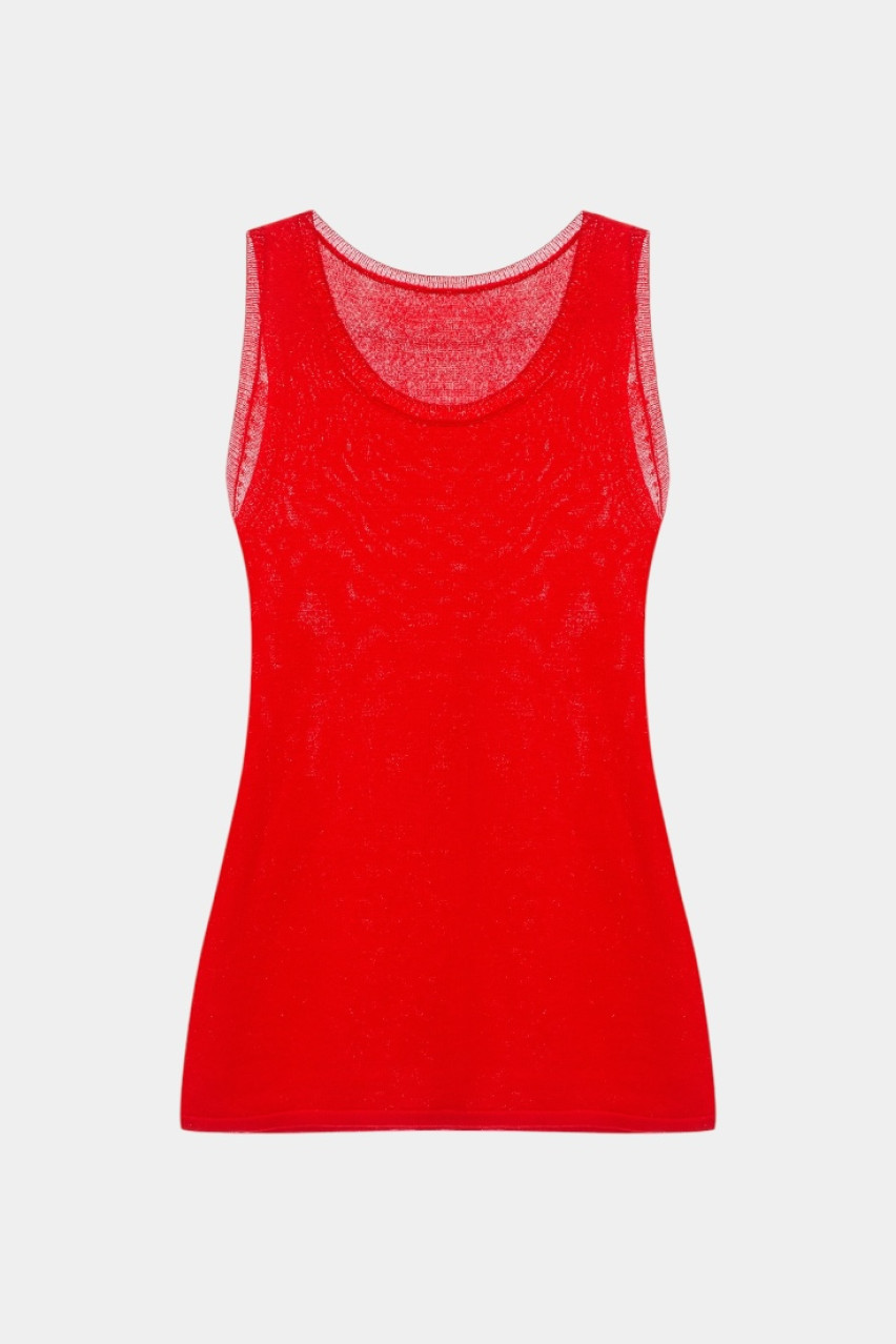 Червона вʼязана майка TSS250007 KATERINA KVIT