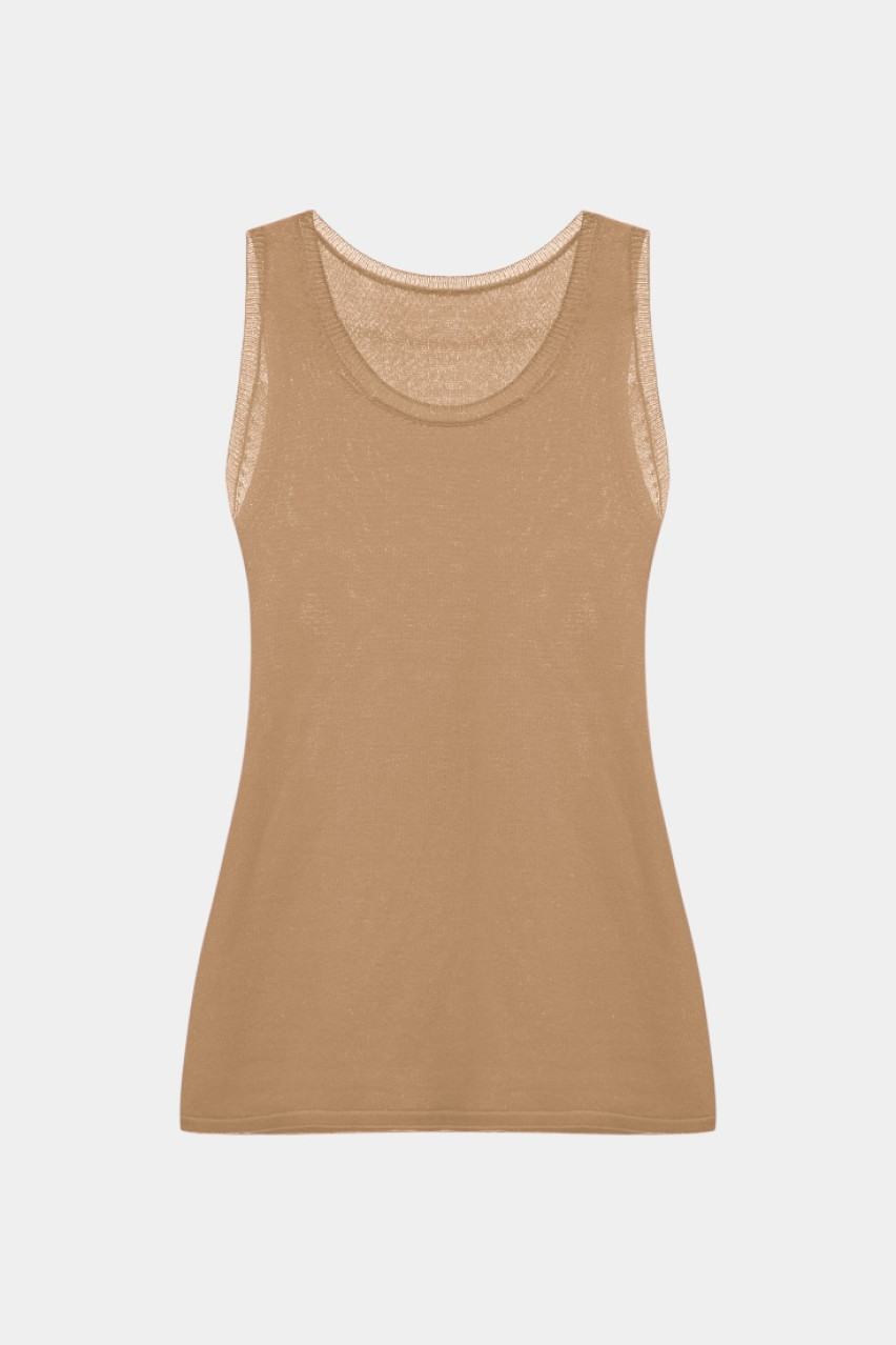 Бежева вʼязана майка TSS250007 KATERINA KVIT