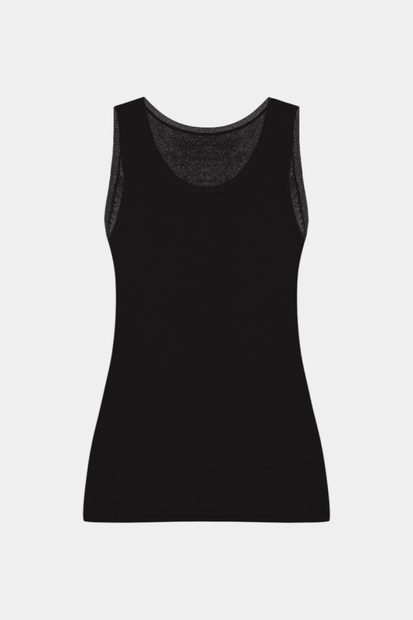 Чорна вʼязана майка TSS250007 KATERINA KVIT