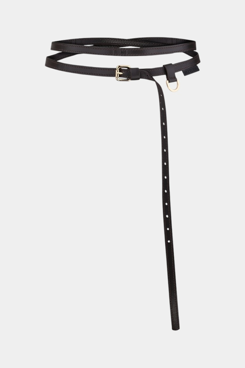 Чорний подвійний шкіряний пояс BeltSS250001 KATERINA KVIT