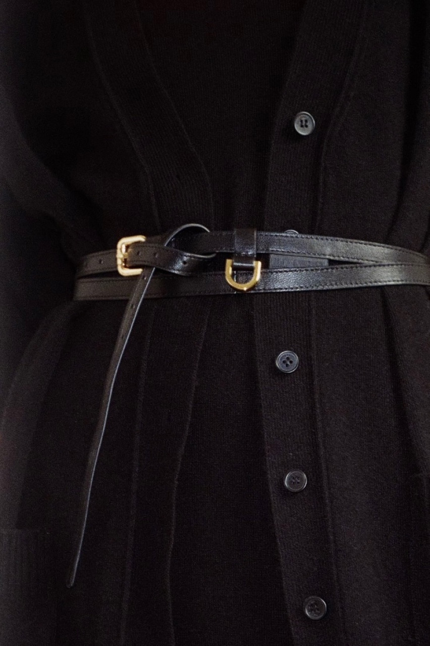 Чорний подвійний шкіряний пояс BeltSS250001 KATERINA KVIT