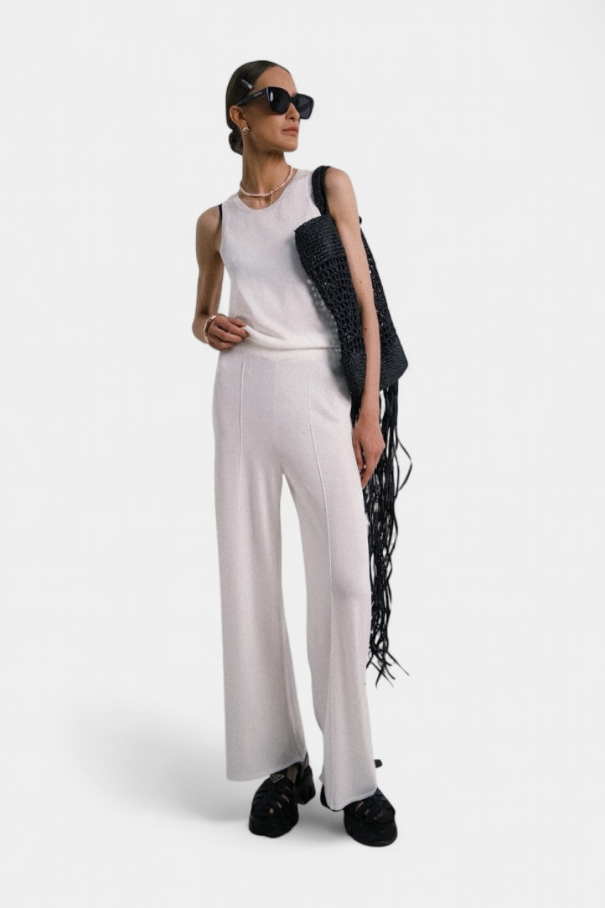 Білі трикотажні брюки BSS250012 KATERINA KVIT