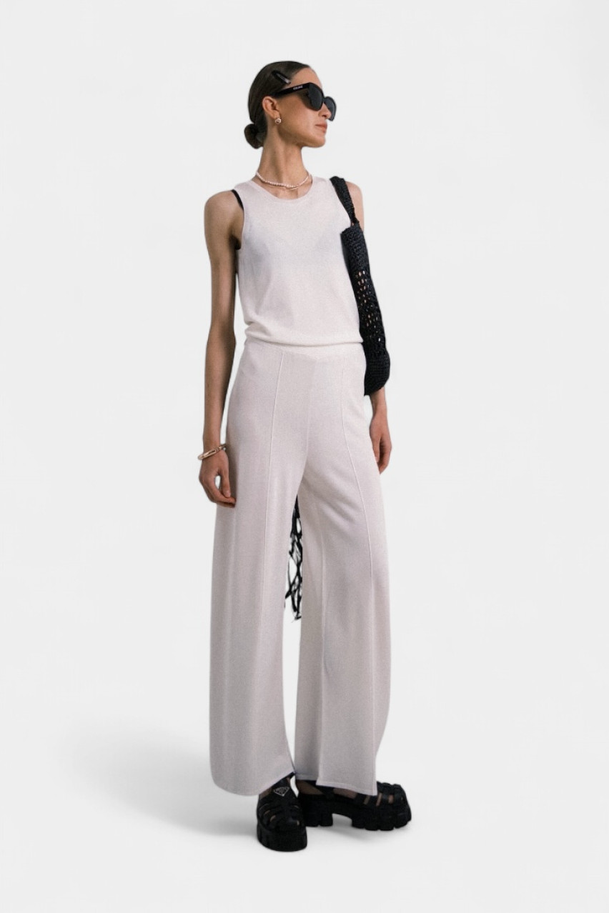 Білі трикотажні брюки BSS250012 KATERINA KVIT