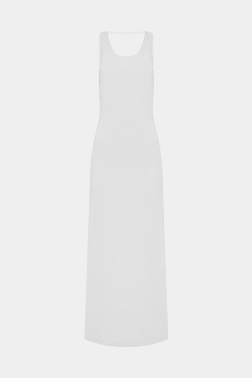 Біла вʼязана сукня з відкритою спиною PSS250003 KATERINA KVIT