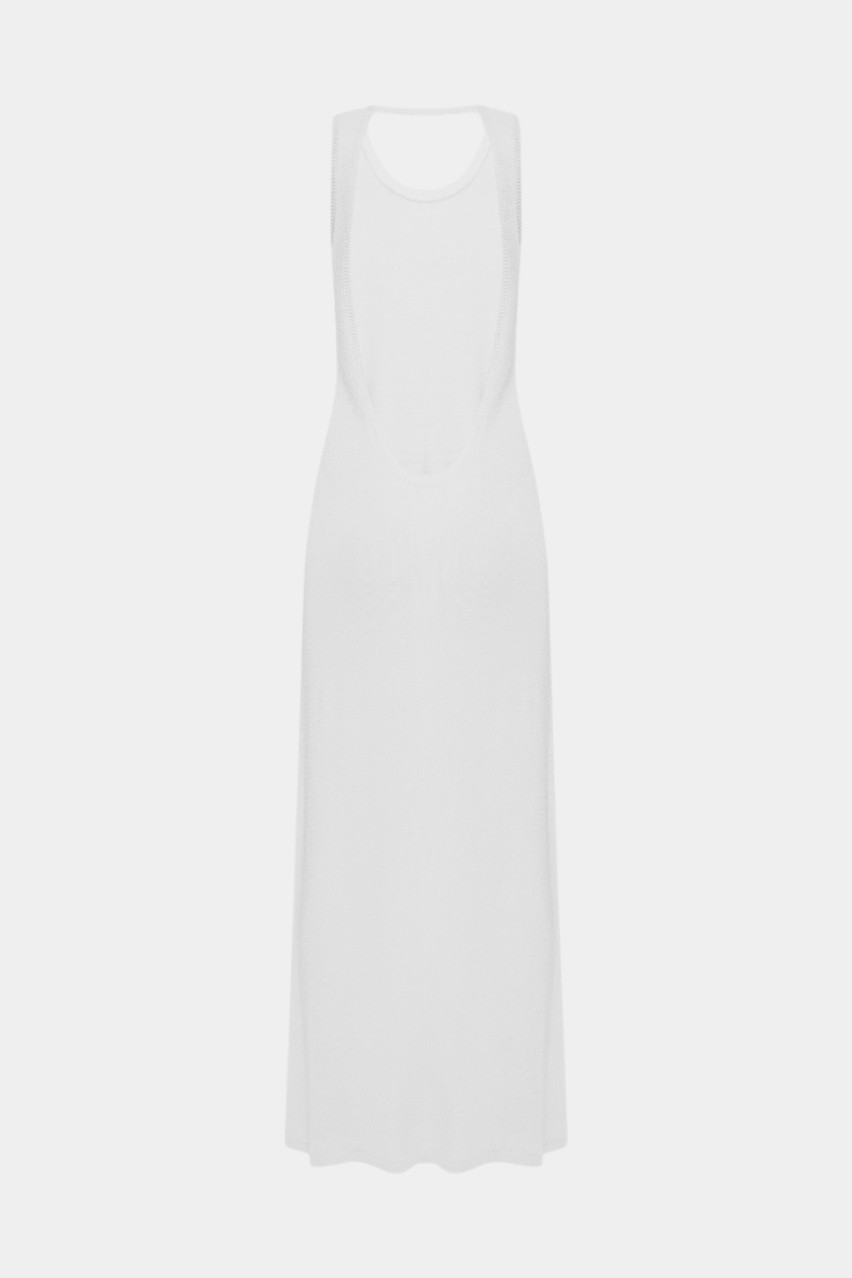 Біла вʼязана сукня з відкритою спиною PSS250003 KATERINA KVIT