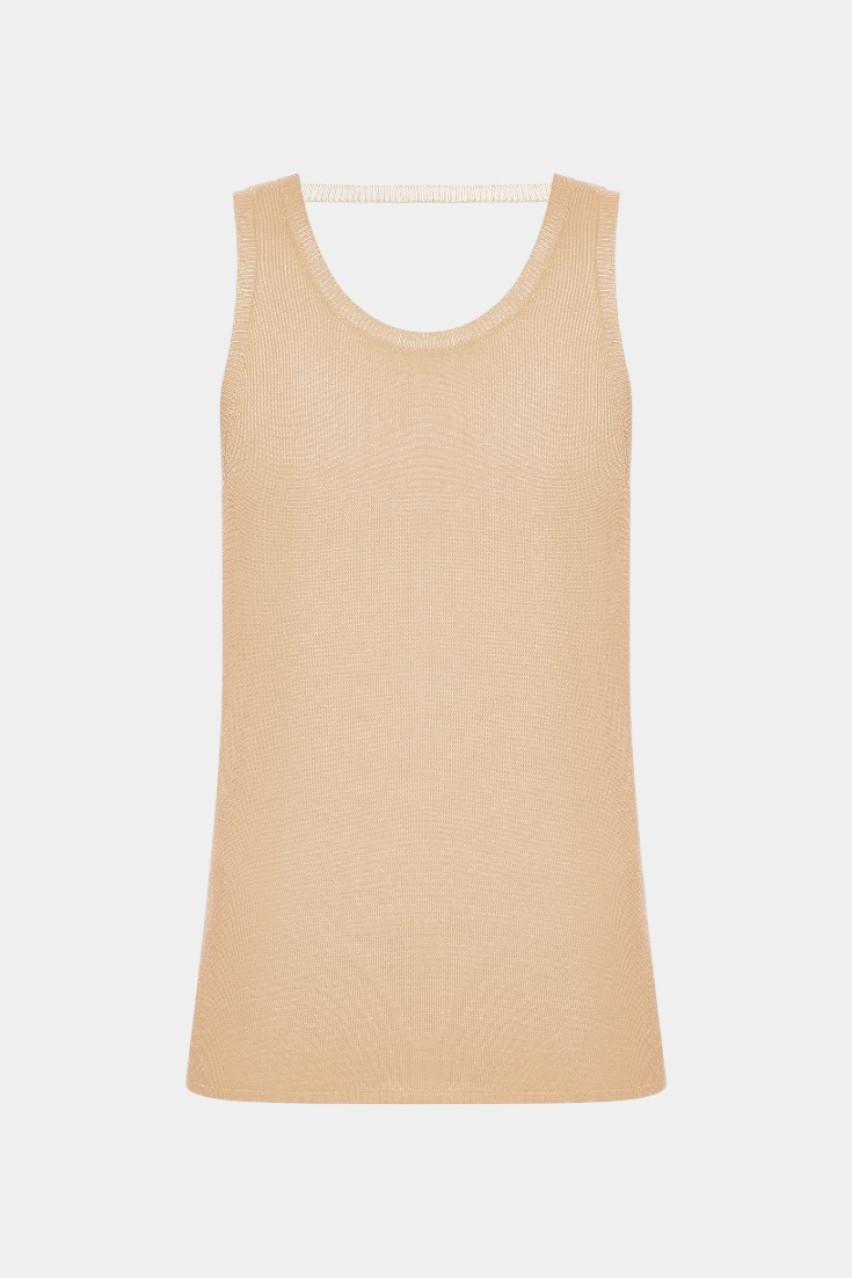 Бежева вʼязана майка з відкритою спиною TSS250008 KATERINA KVIT
