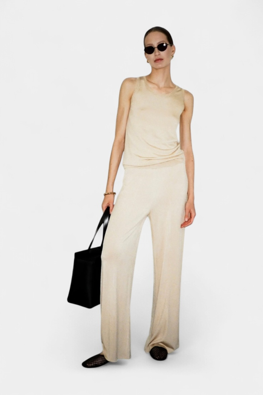 Бежева вʼязана майка з відкритою спиною TSS250008 KATERINA KVIT