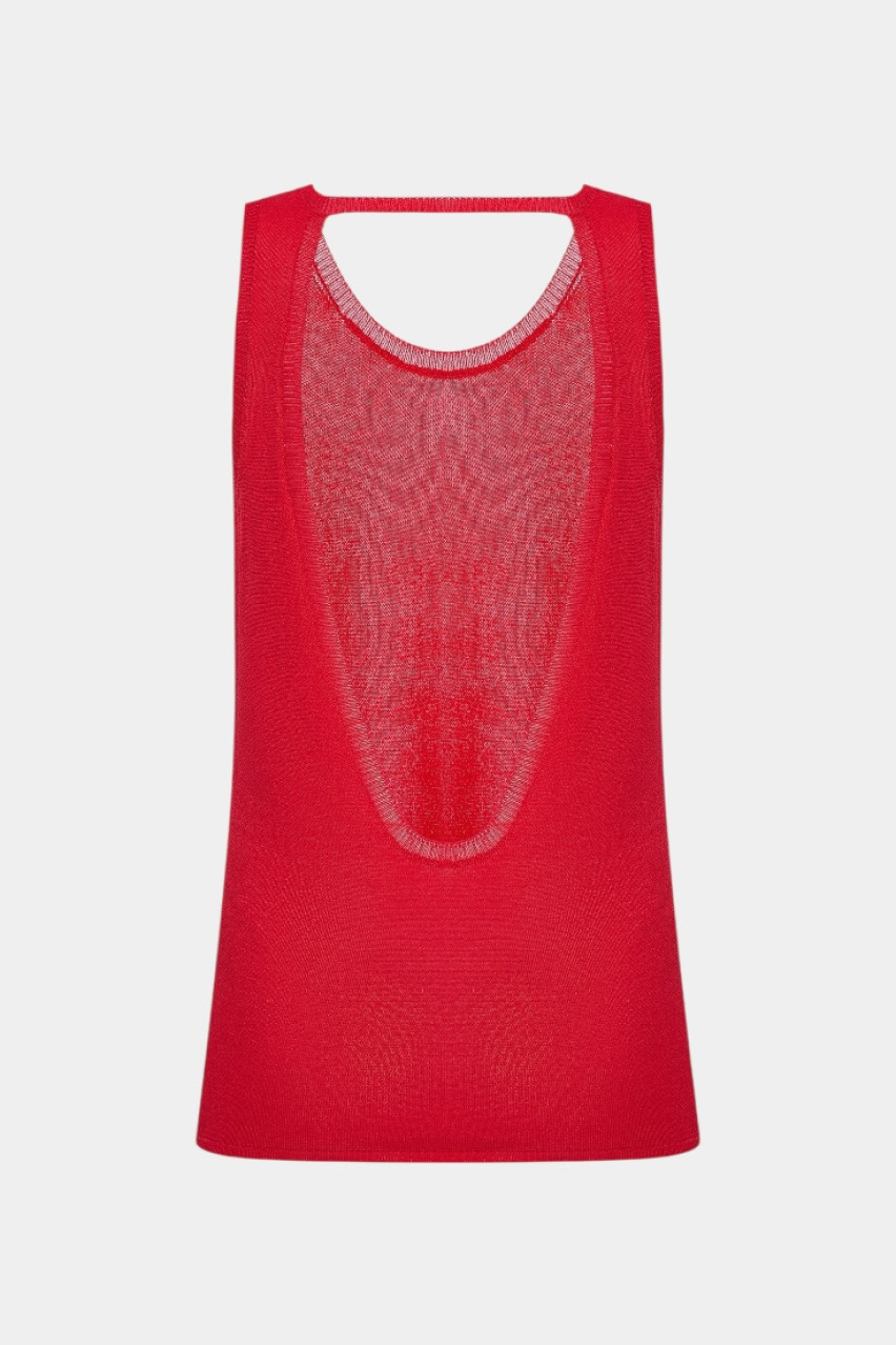 Червона вʼязана майка з відкритою спиною TSS250008 KATERINA KVIT