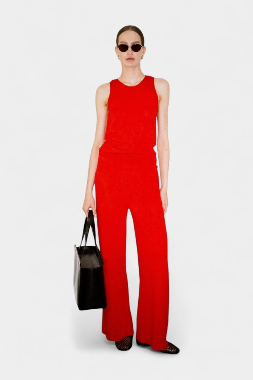 Червона вʼязана майка з відкритою спиною TSS250008 KATERINA KVIT