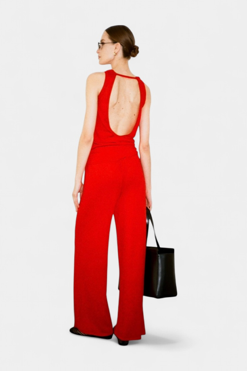 Червона вʼязана майка з відкритою спиною TSS250008 KATERINA KVIT