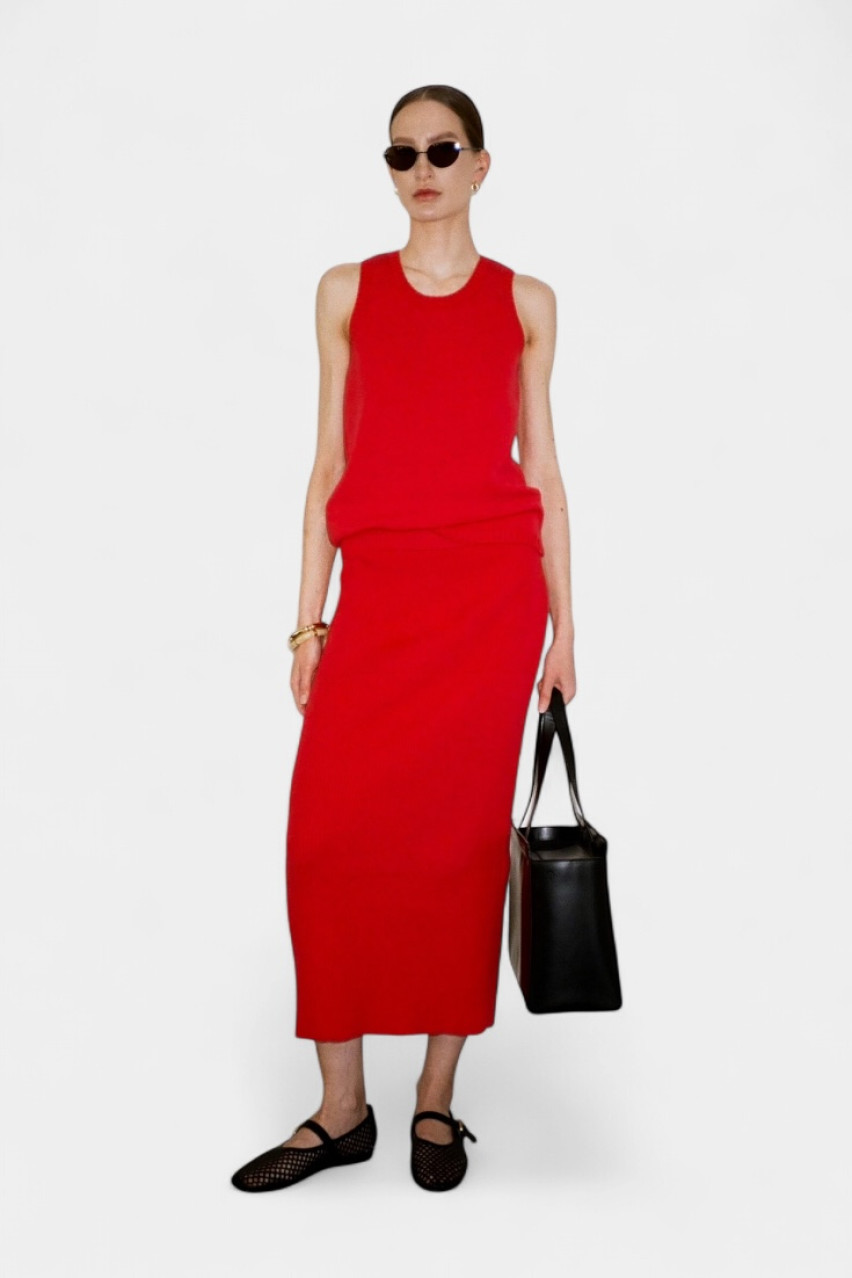 Красная хлопковая майка TSS250011 KATERINA KVIT