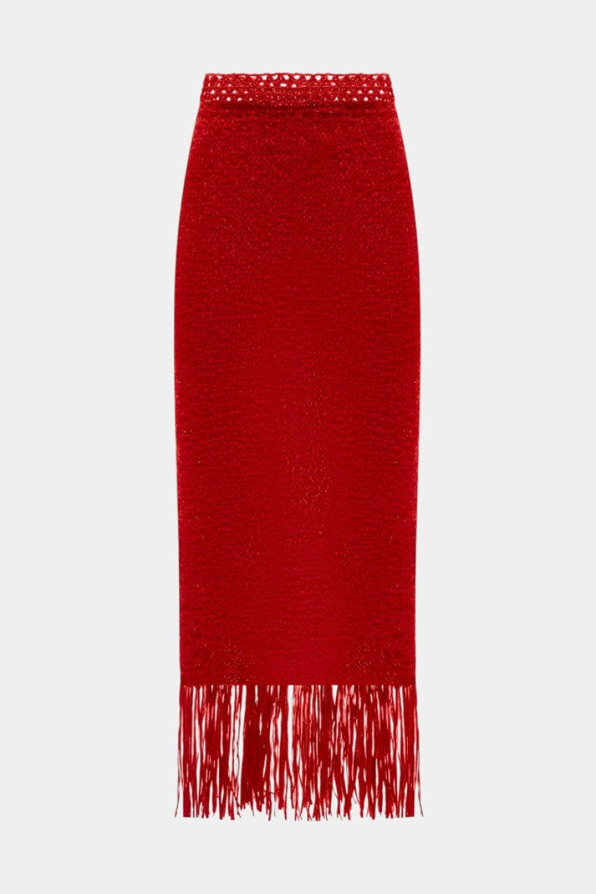 Червона трикотажна спідниця ручної роботи USS250008 KATERINA KVIT