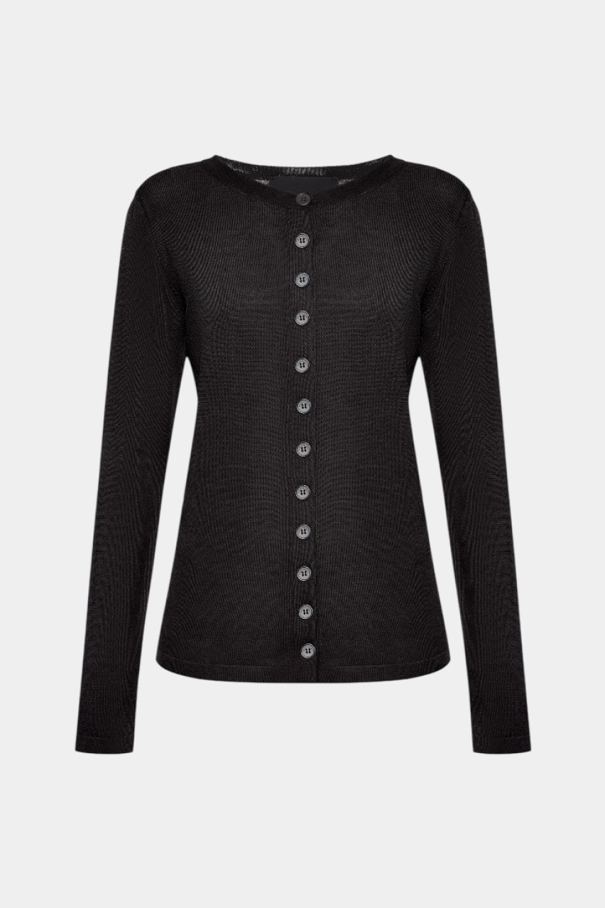 Черный вязаный кардиган GSS250003 KATERINA KVIT