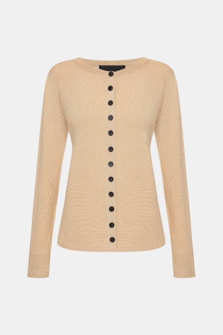 Бежевий вʼязаний кардиган GSS250003 KATERINA KVIT