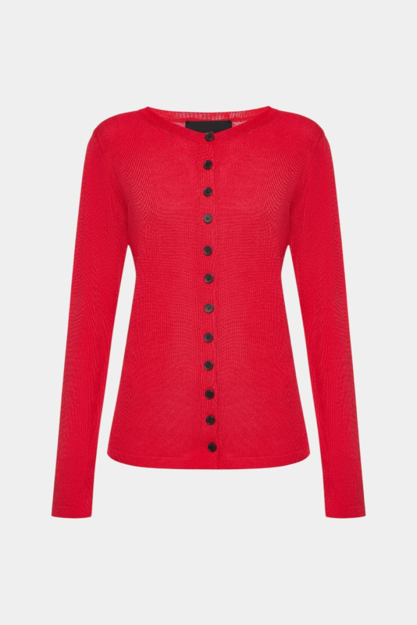 Червоний вʼязаний кардиган GSS250003 KATERINA KVIT