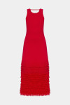 Красное трикотажное платье миди