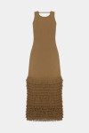 Темно-бежевое трикотажное платье миди