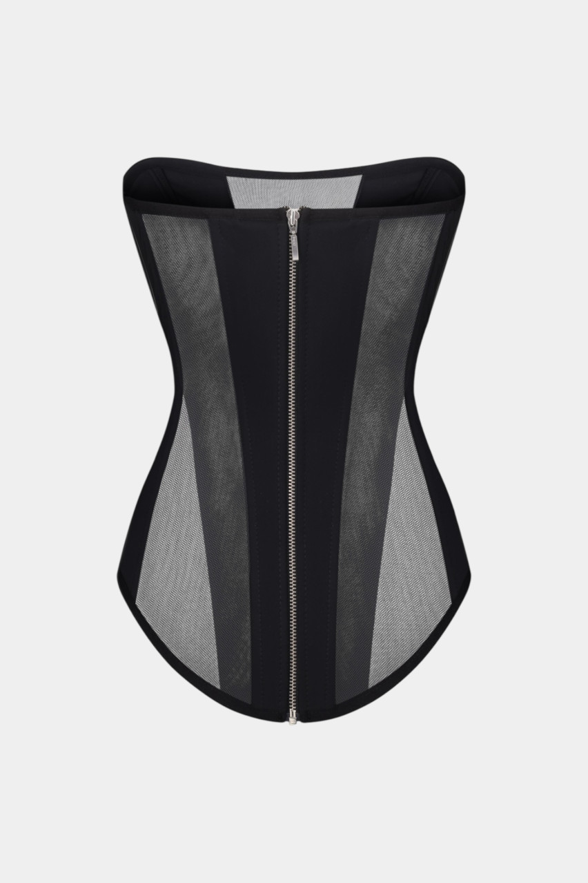 Чорний корсет Lolly з чорною сіткою 326/327 LACY HEARTS