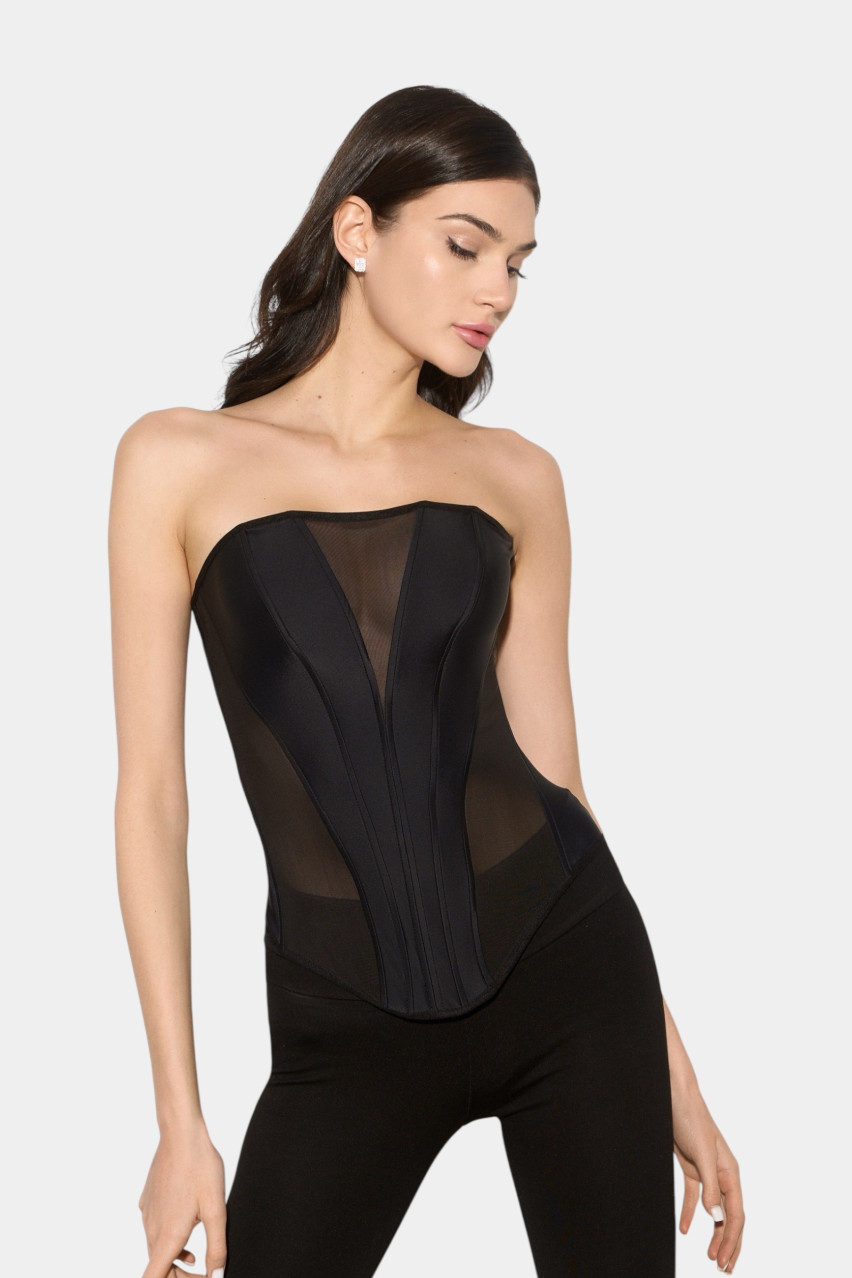 Чорний корсет Lolly з чорною сіткою 326/327 LACY HEARTS