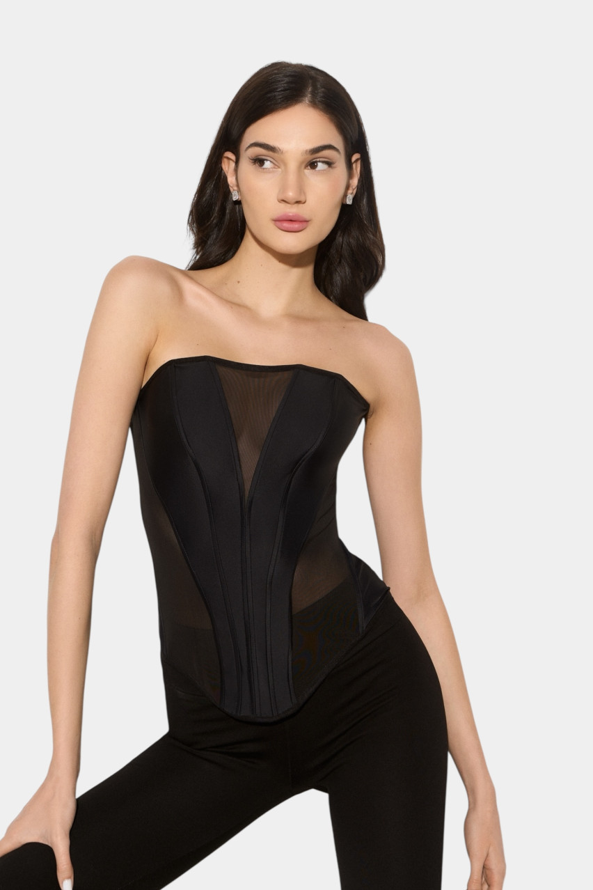 Чорний корсет Lolly з чорною сіткою 326/327 LACY HEARTS