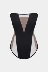 Чорний корсет Lolly з бежевою сіткою