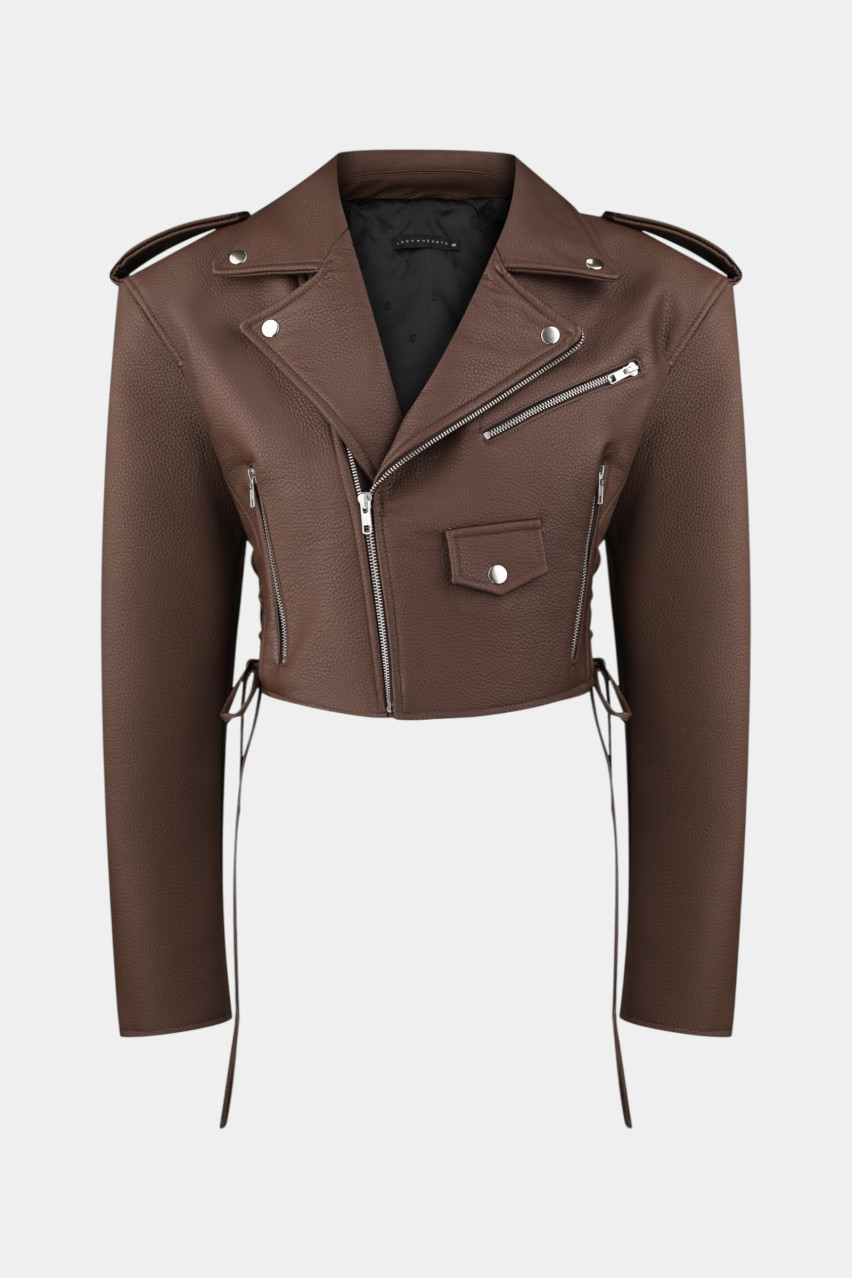 Коричневая куртка-косуха 866 LACY HEARTS